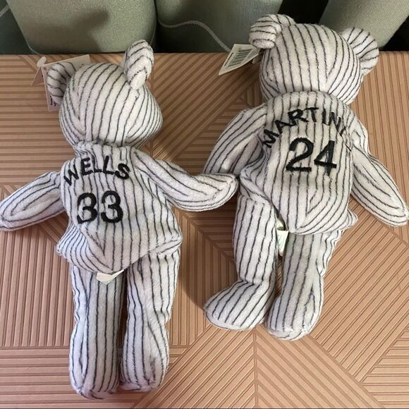 Bamm Beano's Stuffed Bears 24 Martinez & 33 Wells with Tags 1998 Striped White - Picture 4 of 13